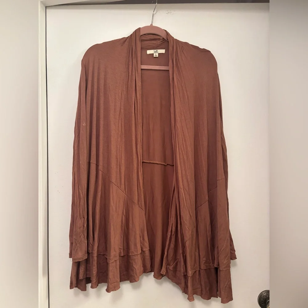 Ya Los Angeles boho Flowy Brown / mauve Cardigan L - Picture 1 of 4